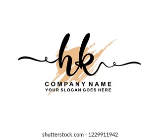 H K Initial Handwriting Logo Template