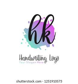 H K Initial handwriting logo vector