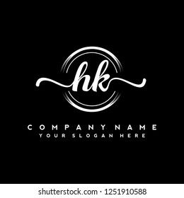 H K Initial handwriting logo vector