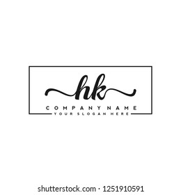 H K Initial handwriting logo vector