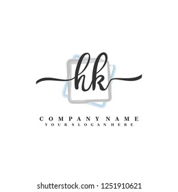 H K Initial handwriting logo vector