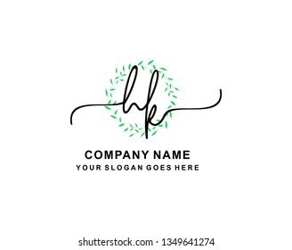 H K Initial Handwriting Logo Template