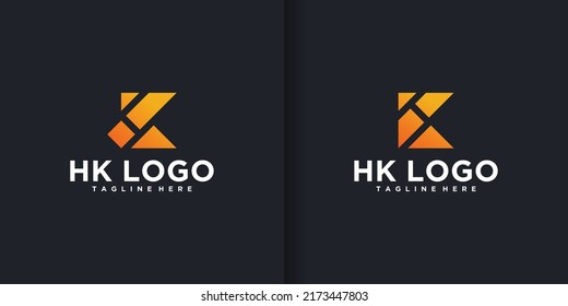 H K initial letter logo design template vector.