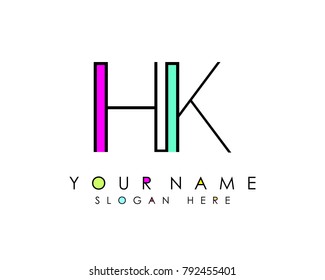 H & K initial minimalist logo template vector