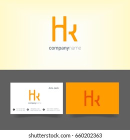 H K joint logo letter design with business card template