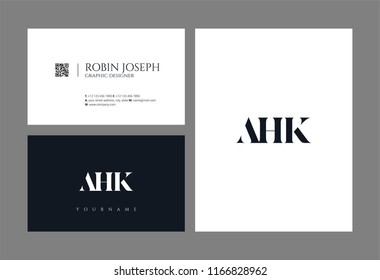 A H K Letters Joint logo icon and business card template vector.