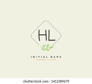 H L HL Beauty vector initial logo, handwriting logo of initial wedding, fashion, jewerly, heraldic, boutique, floral and botanical with creative template for any company or business.