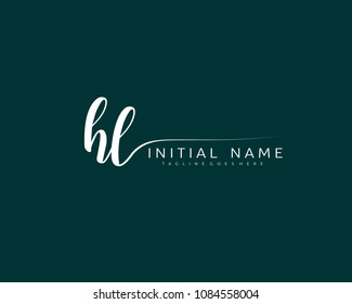 H L Initial handwriting logo vector. Hand lettering for designs.