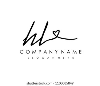 H L Initial handwriting logo vector