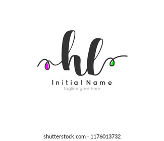 H L Initial handwriting for logo template vector with abstract line