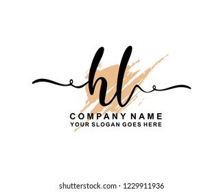 H L Initial Handwriting Logo Template