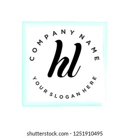 H L Initial handwriting logo vector