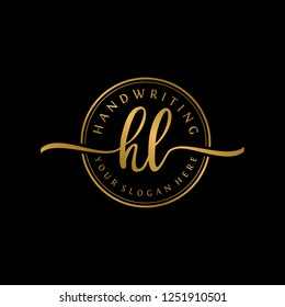 H L Initial handwriting logo vector