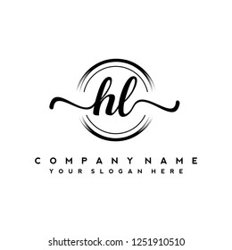 H L Initial handwriting logo vector
