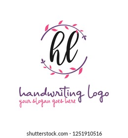 H L Initial handwriting logo vector
