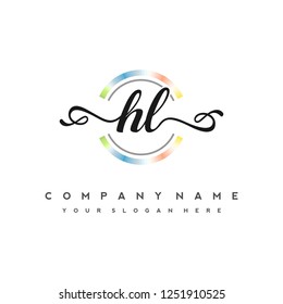 H L Initial handwriting logo vector