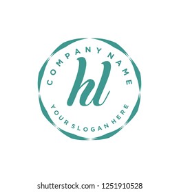 H L Initial handwriting logo vector