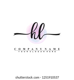 H L Initial handwriting logo vector