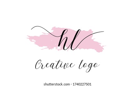 H L Initial handwriting logo vector
