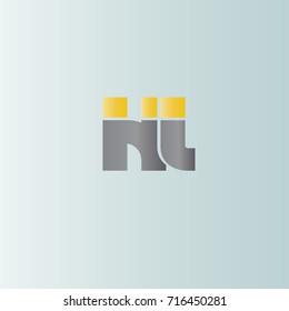 h l initial letter linked lowercase logo. h and l vector template design.