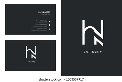 H & L line logo joint letter design with business card template