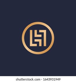 Logotipo monograma H & L dentro del marco de círculo.
