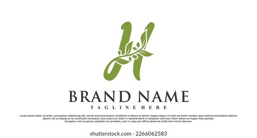 H latter logo design with nature beauty Premium Vector