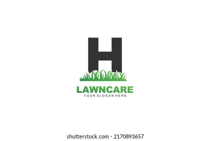 H lawn care logo design inspiration. Vector letter template design for brand.