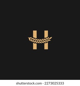 H Leaf Letter Design Logo. Eco Bio Leaf Letters Icon Illustration Vector Logo.
