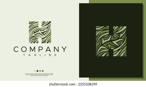 H leaf letter logo design template. H letter logo vector.