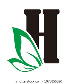 h and leaf letter vector logo