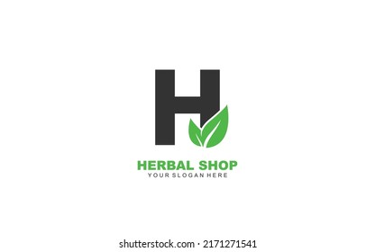 Inspiración en el diseño del logotipo de H LEAF. Diseño de plantilla de letras vectoriales para marca.