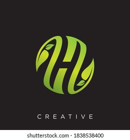h leaf logo design vector icon symbol luxury 