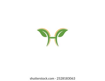 H leaf logo design vector icon template with white background