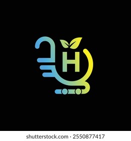H Leaf Logo Design Vector illustration template