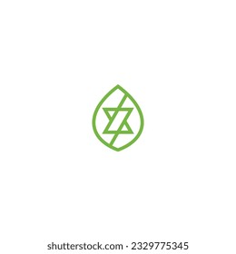H leaf logo icon green design vector illustration