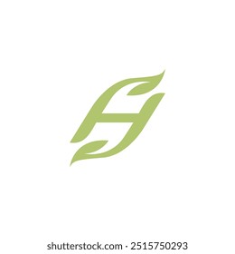 H Leaf Logo Vector. Letter H Organic Icon
