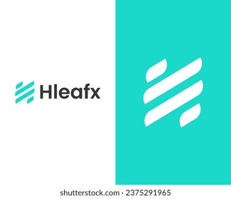 H with leaf minimalist business mark logo design template