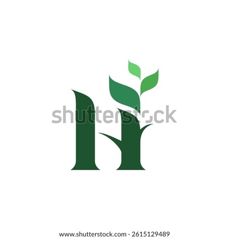 H leaves logo, growth leaf, plant symbol green
