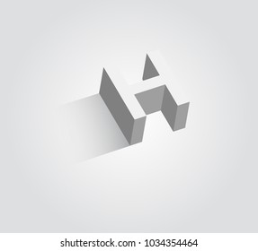 H letter 3d logo design vector