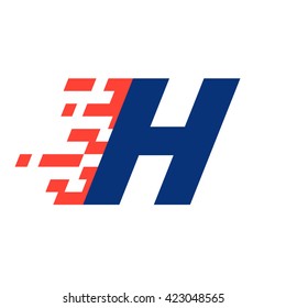 H letter with abstract checkered flag. Vector design template elements for your race sportswear, app icon, corporate identity, labels or posters.