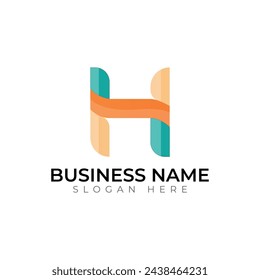 h letter abstract gradient vector colorfu typography 3d logo design
