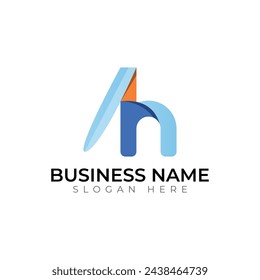 h letra abstracta gradiente vector tipografía colorida 3d logo diseño
