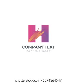 h letter abstract logo in orange gradient color 

