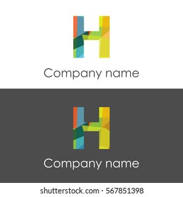 H letter abstract mosaic shape icon colorful