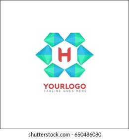 H Letter Abstract Paper. Mountains Media Is A Vector Logo Template. Triangle Shape Logotype For Business And Creative Company.