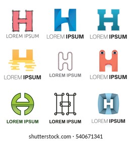 H Letter Abstract Vector Logo Design Template. Creative Typographic Concept Icon Set