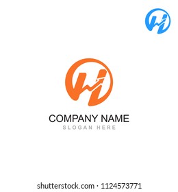 H letter alphabet arrow vector logo design
