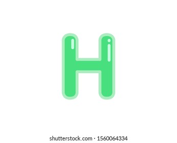 H letter alphabet green candy jelly glossy vector isolated on white background 