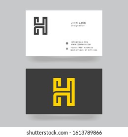 H letter Alphabet linear creative logo with Business card template